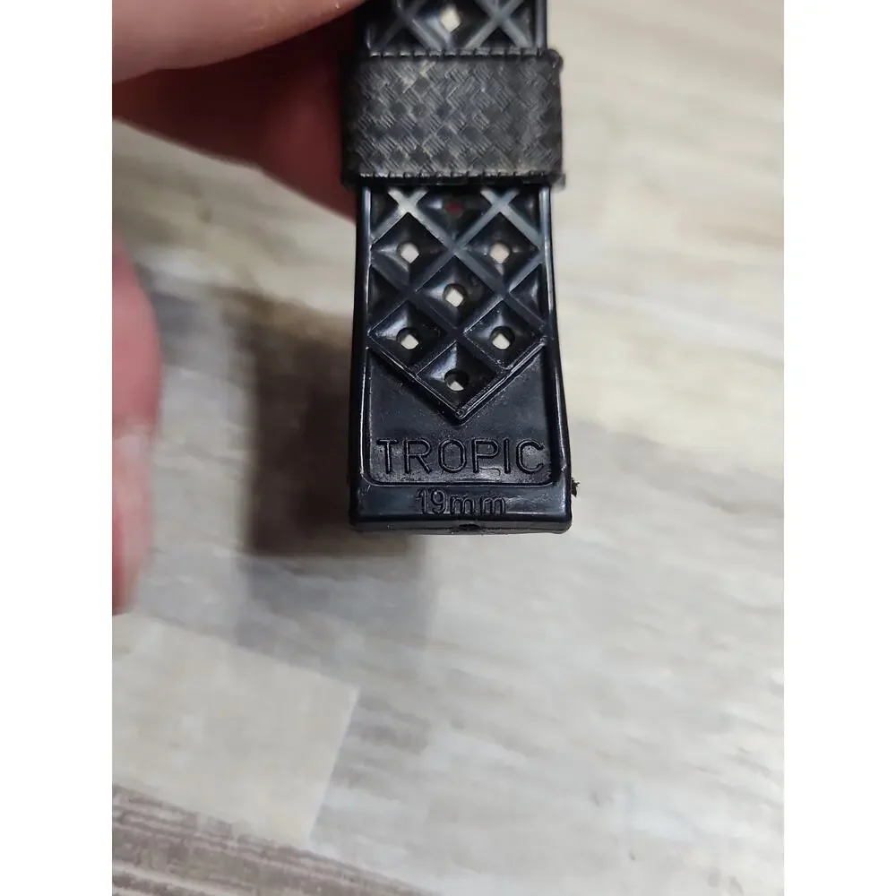 Vintage Genuine Tropic Swiss Perforated Black Plastic 19mm Diver Watch Band